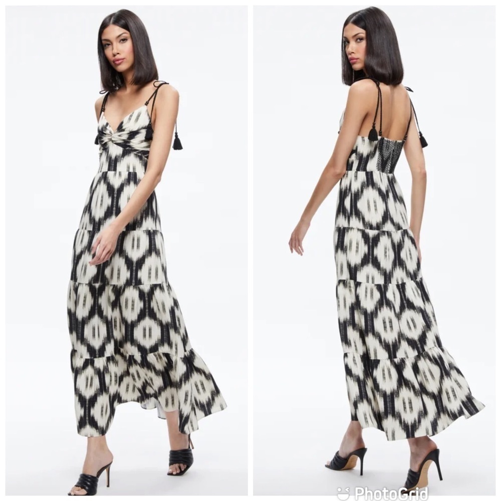 Alice & Olivia KATARA TWIST TOP TIERED MAXI DRESS